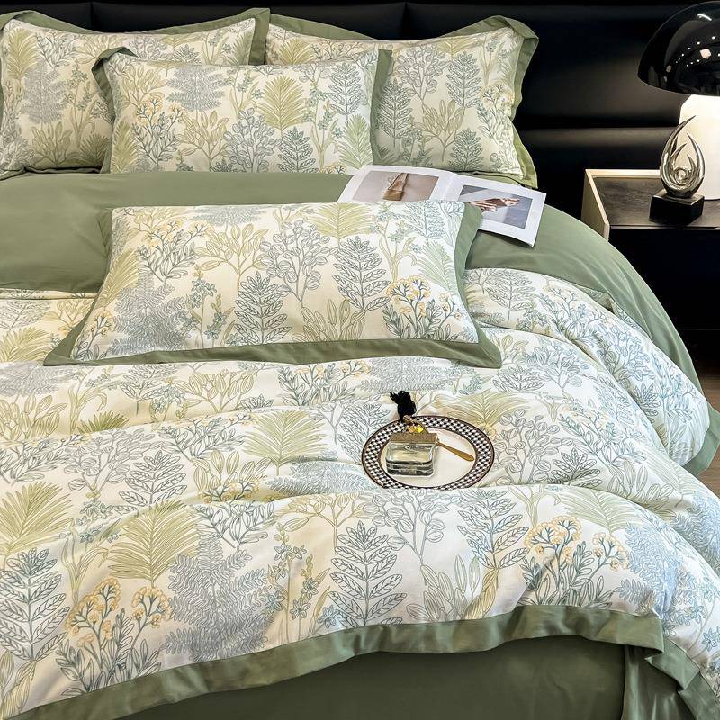 【折扣价】高端磨毛四件套纯棉全棉秋冬加厚保暖床单被套田园风轻