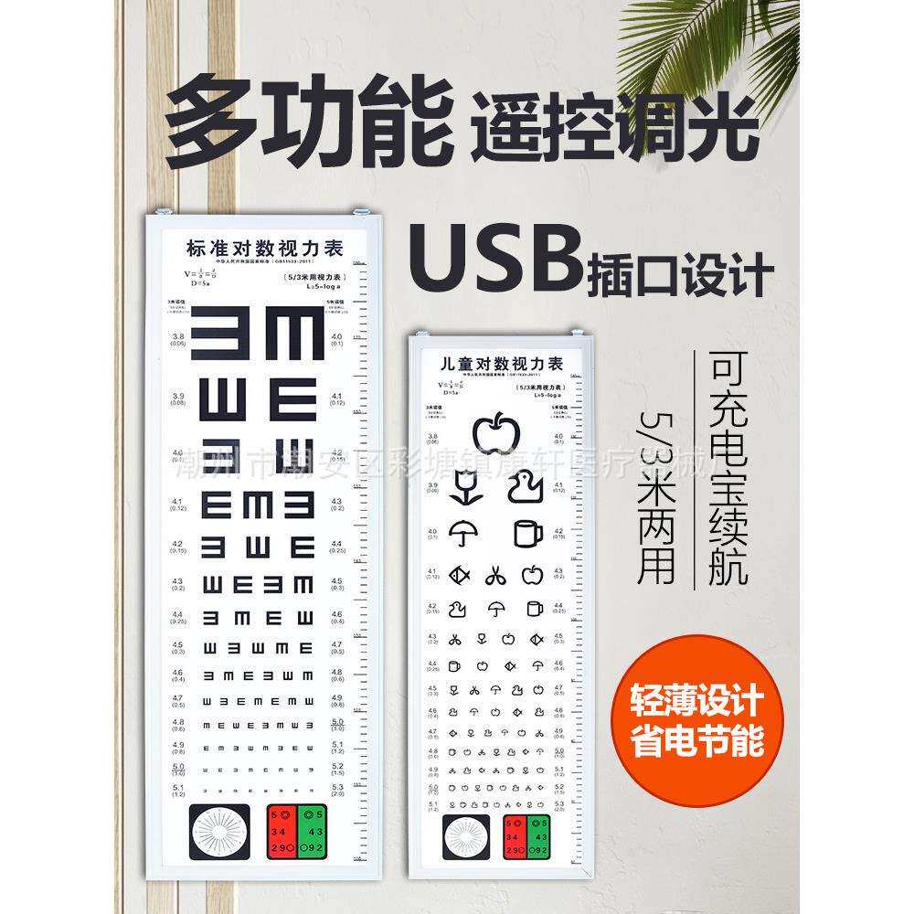 对数视力表挂图标准儿童家用幼儿园卡通E字C成人测近视眼睛视力表