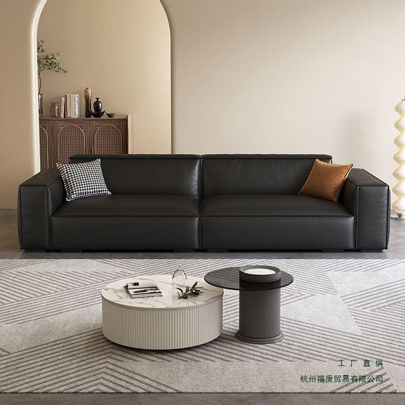 现货豆腐块黑色沙发客厅小户型奢华直排极简商务沙发出租房木单人