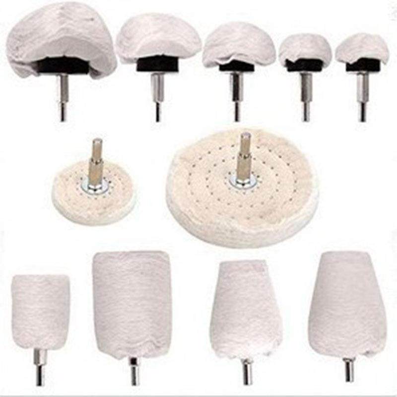 11件套抛光轮带柄棉布轮立式平面镜面抛光布轮亚克力抛光布轮