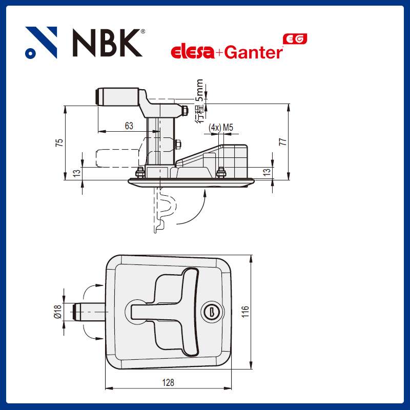 NBK ELESA CSMH 带锁的闩锁式手柄 锌合金 机械零配件