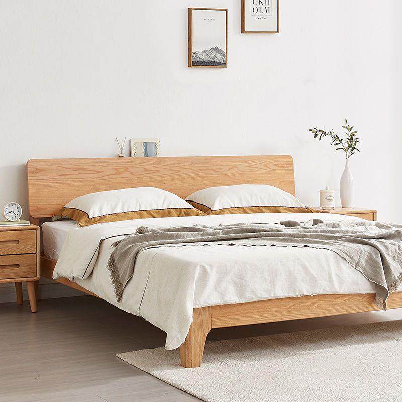 床双人1.8x2米现代简约主卧大床橡胶木1.5家用儿童单人实木床架