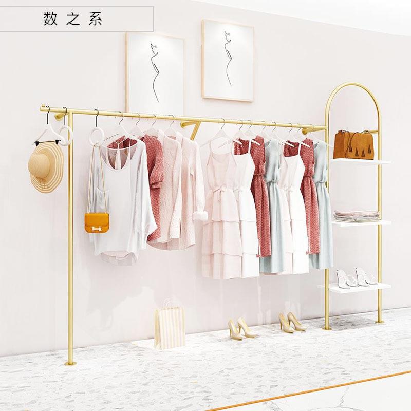 服装展示架挂衣架壁挂上墙陈列架女装店货架置物架金色挂衣服架子