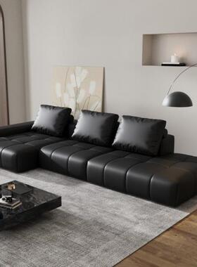 高端意式极简网红saba像素直排真皮沙发客厅2024新款大平层模