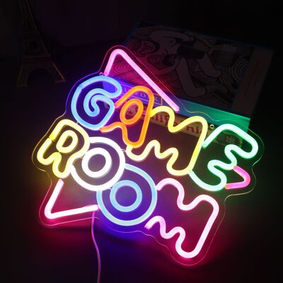 跨境LED发光字霓虹灯牌gameroom电竞房氛围灯字母装饰造型灯彩灯