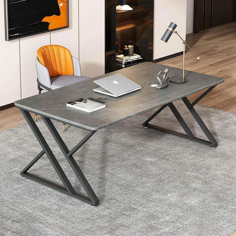 轻奢岩板书桌椅子简约现代双人电脑桌卧室学生家用桌子简易办公桌