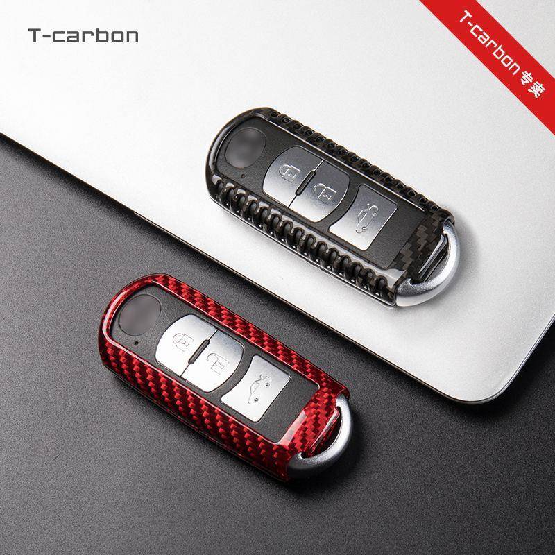 适用马自达昂克赛拉钥匙套CX5睿翼星骋CX4阿特兹马63汽车碳纤维包