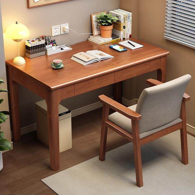全实木书桌无辅材成人办公桌简约家用学生学习写字桌台式电脑桌子
