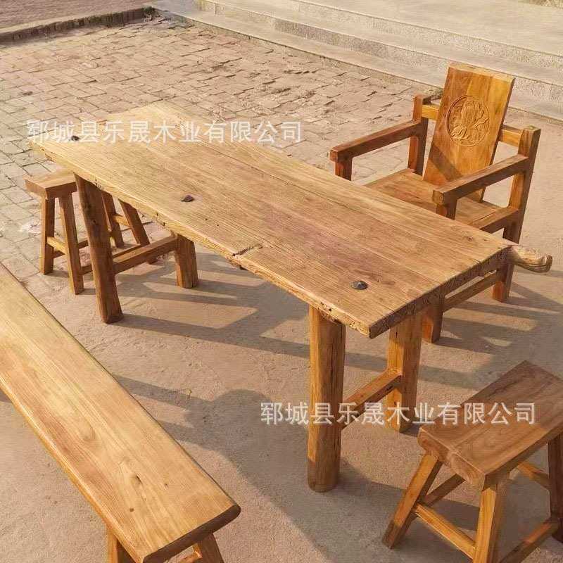 厂家直供老榆木茶桌复古榆木桌书桌餐桌吧台长条桌阳台民宿桌