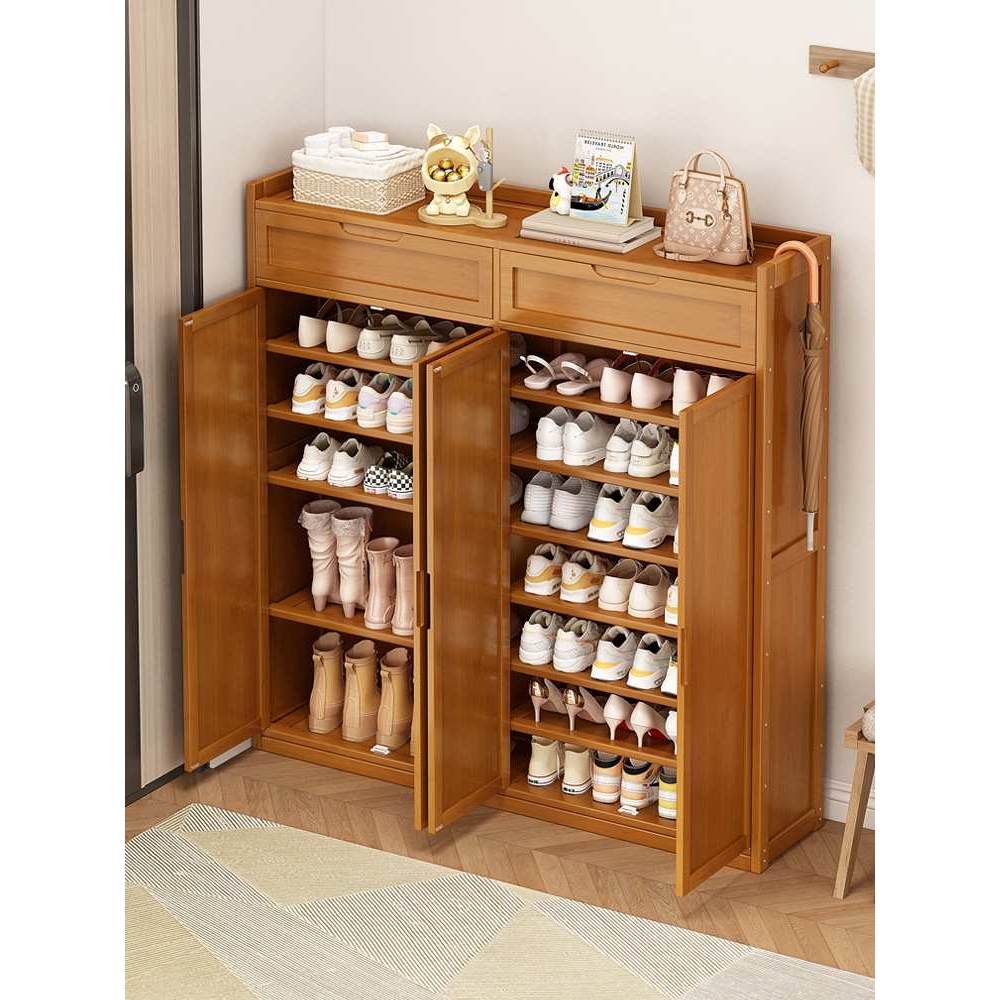 楼道鞋柜家用门口外走廊多层室内入户玄关柜一体靠墙楠竹鞋J&