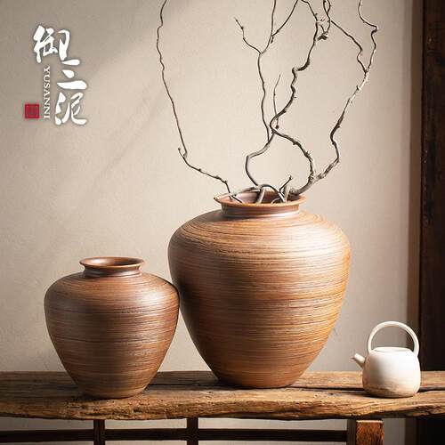 御三泥复古陶瓷干花绿植花瓶大陶罐景观花卉落地庭院民宿创意花盆