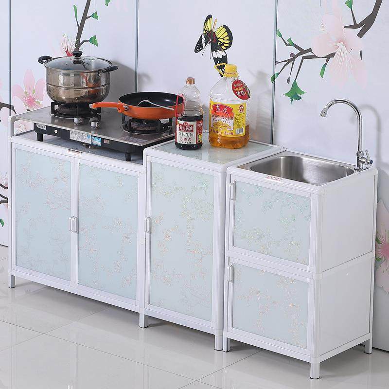 简易橱柜租房用不锈钢水槽柜厨房柜子灶台柜多功能厨柜组装经济型