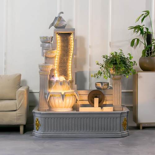 现代轻奢流水摆件办公室客厅电视柜旁喷泉景观家居装饰简约鱼池