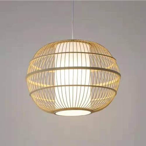 竹艺灯笼吊灯日式榻榻米竹编吊灯茶室禅意灯笼吊灯新中式餐厅竹灯