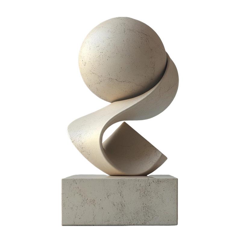 现代简约抽象艺术极简白色仿砂岩创意摆设工艺品家居客厅软装饰品