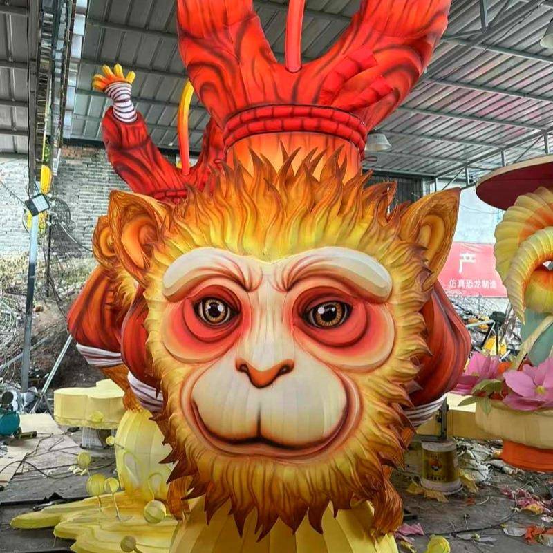 非遗大型花灯猴子王 卡通动物彩灯制作 景区夜游场景美陈亮化打造