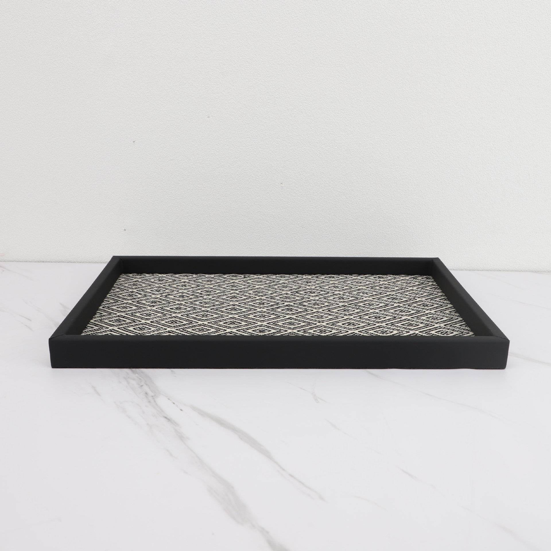 新中式极简布艺收纳托盘卧室样板房书房餐厅课堂桌面玄关装饰摆件