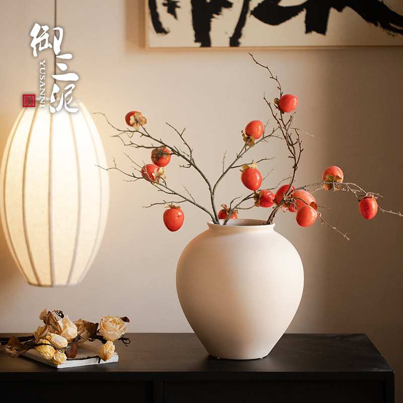 御三泥中式高级感侘寂简约插鲜花干花花瓶家居客厅装饰品陶瓷摆件