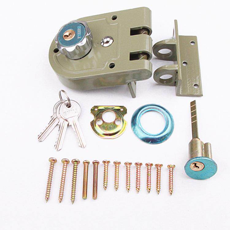 一字十字老虎锁双锁头保险门锁老式双扇门扣锁外装门锁老式防盗锁