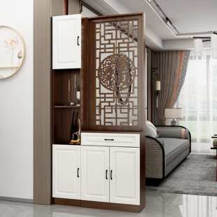 新中式屏风隔断客厅遮挡高档实木隔断柜鞋柜一体入户正对门玄关柜