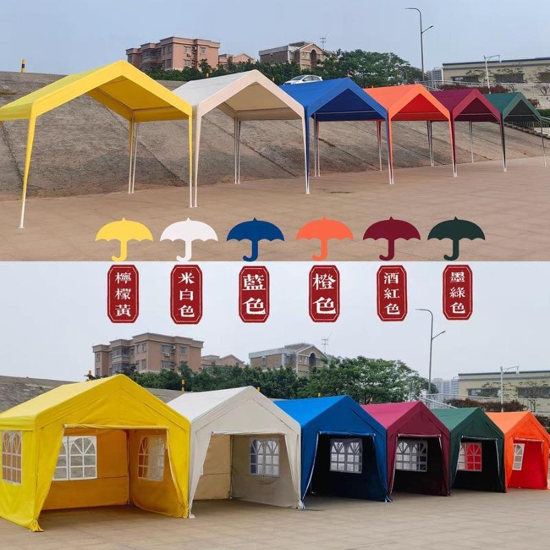 网红市集户外帐篷围布四脚卡其色停车棚遮阳篷折叠雨棚挡夜市摆摊