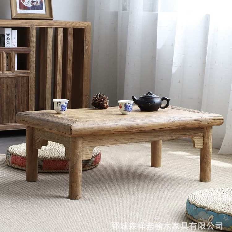 老榆木小茶桌长方形卧室炕几榻榻米飘窗桌地台日式干泡茶台家具