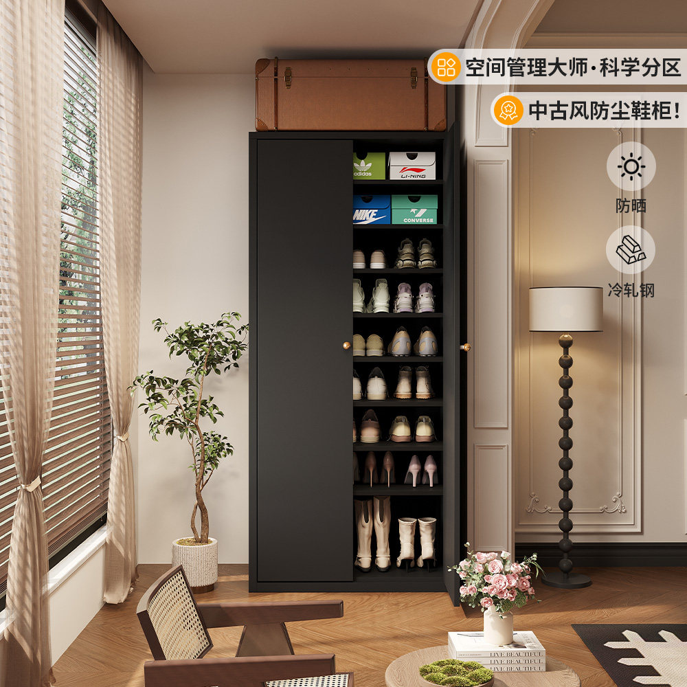 钢制鞋柜家用大容量双门多层鞋架客厅玄关立式铁皮收纳储物展示柜