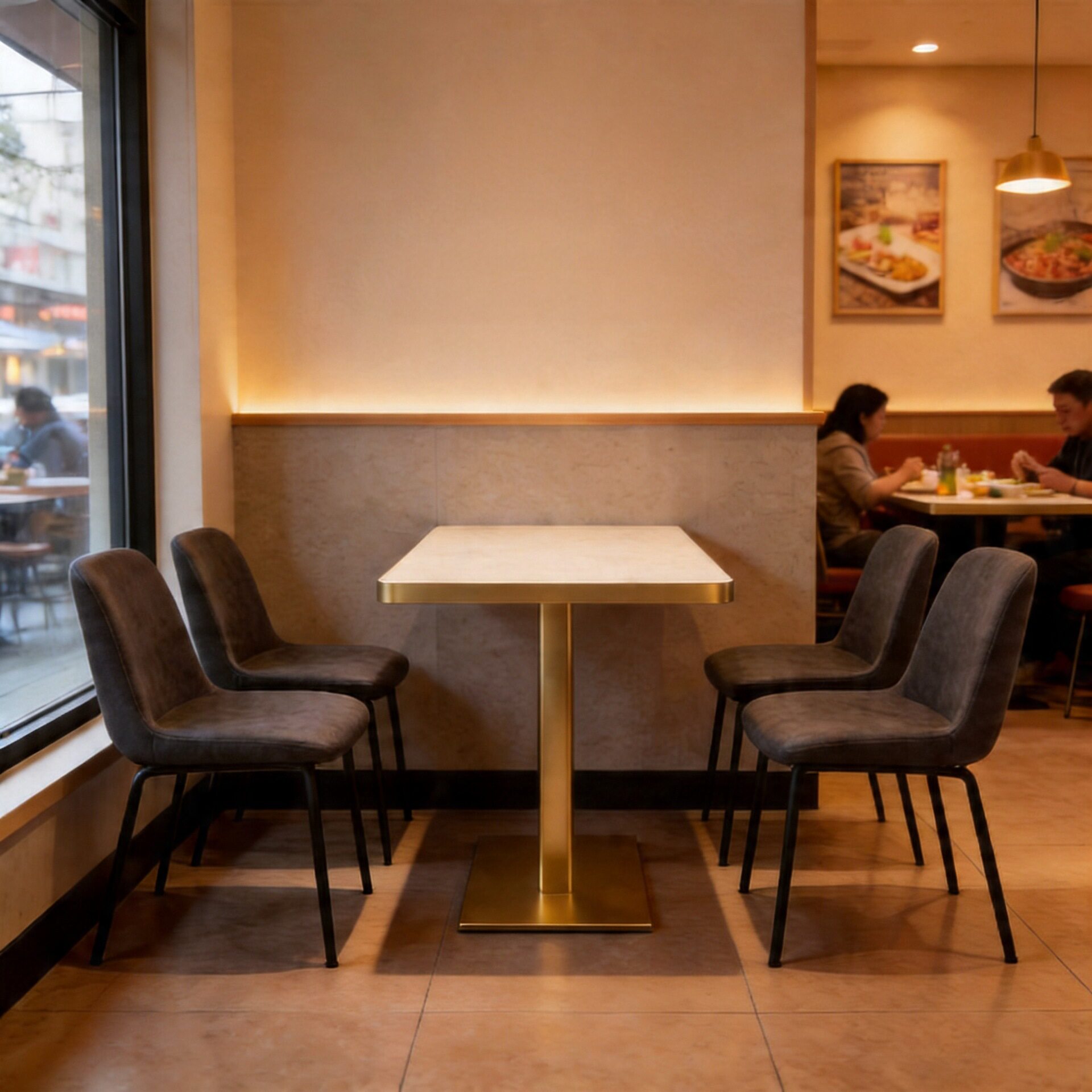 现代简约主题餐厅桌椅下午茶咖啡厅桌椅小吃店岩板餐桌耐脏餐桌椅