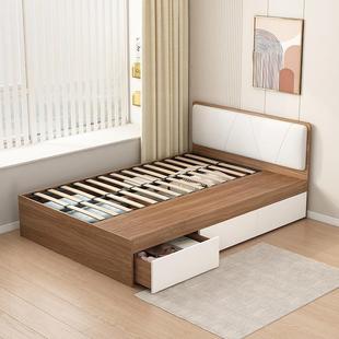 踏踏米省高箱板式 小房间实木床板双人床空间现代简约榻榻米储物床