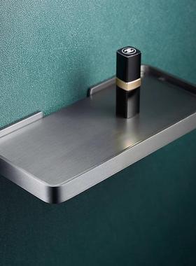 枪灰色全铜浴室置物架镜前收纳一字隔板壁挂式洗漱化妆台架托盘