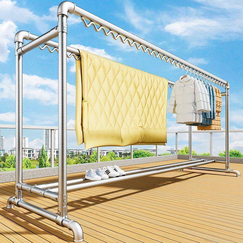 钢管晾衣架落地卧室折叠户外家用阳台挂衣服简易晒被凉衣杆衣帽架
