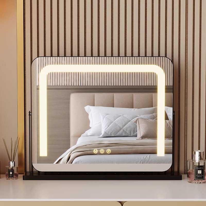 厂家可旋转化妆镜台式桌面带灯梳妆镜简约补光智能触控梳妆台镜子