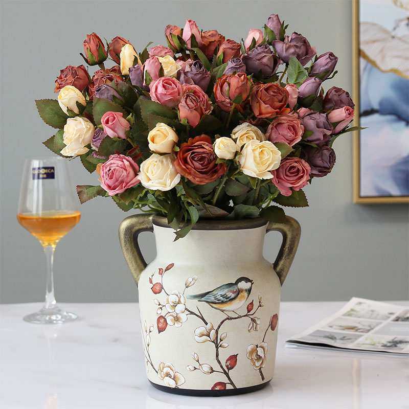 美式餐桌装饰花瓶 欧式复古双耳花瓶花艺 新中式茶几陶瓷花瓶摆件,模玩/动漫/周边/娃圈三坑/桌游,模型制作工具/辅料耗材,淘宝优惠券,粉丝福利购,淘宝优惠卷