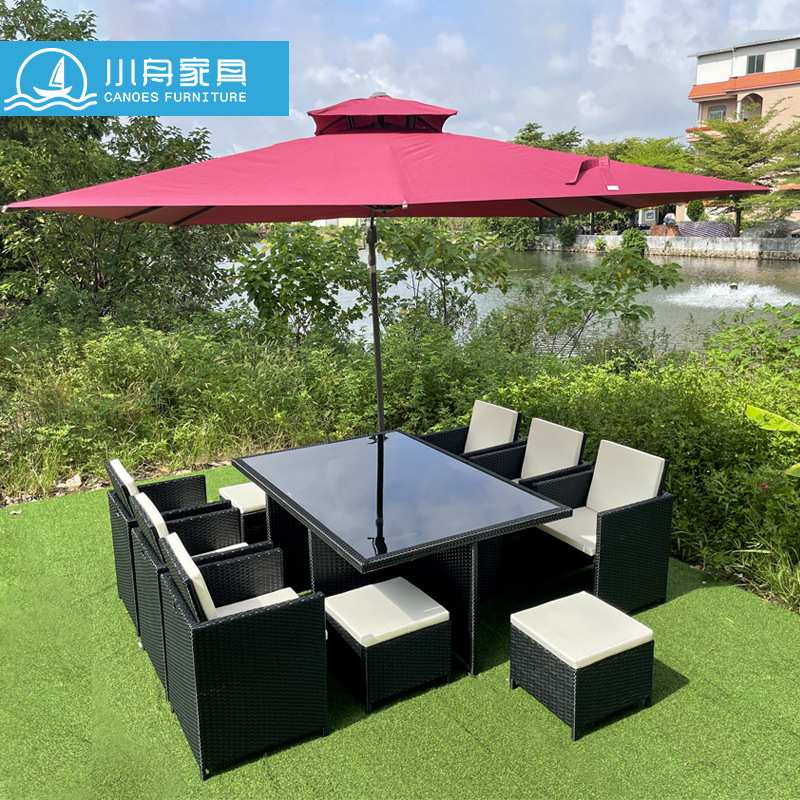 户外家具庭院阳台别墅藤椅花园休闲天台防水防晒藤编收纳桌椅组合