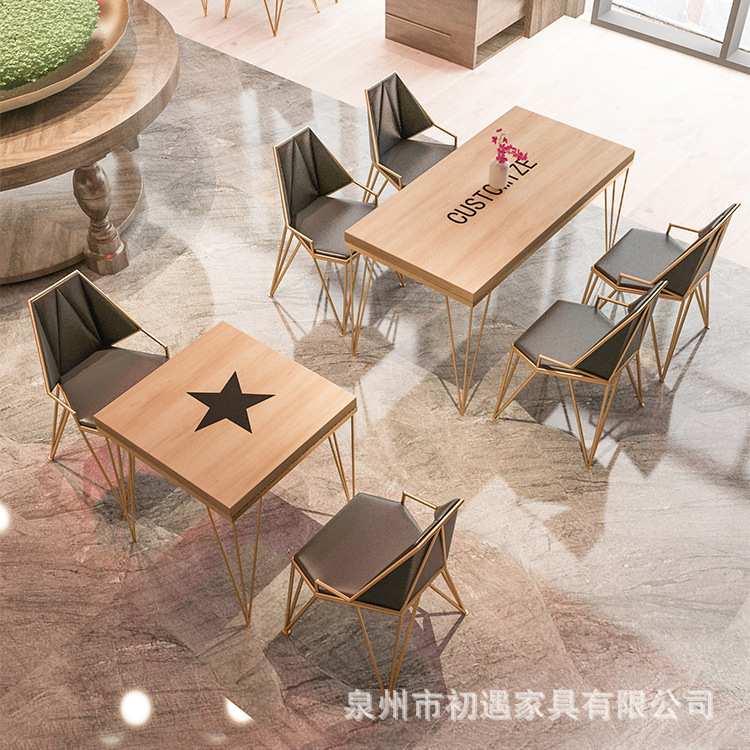 奶茶店桌椅组合咖啡厅小吃店快餐酒吧清吧餐厅桌子餐饮店家具洽谈