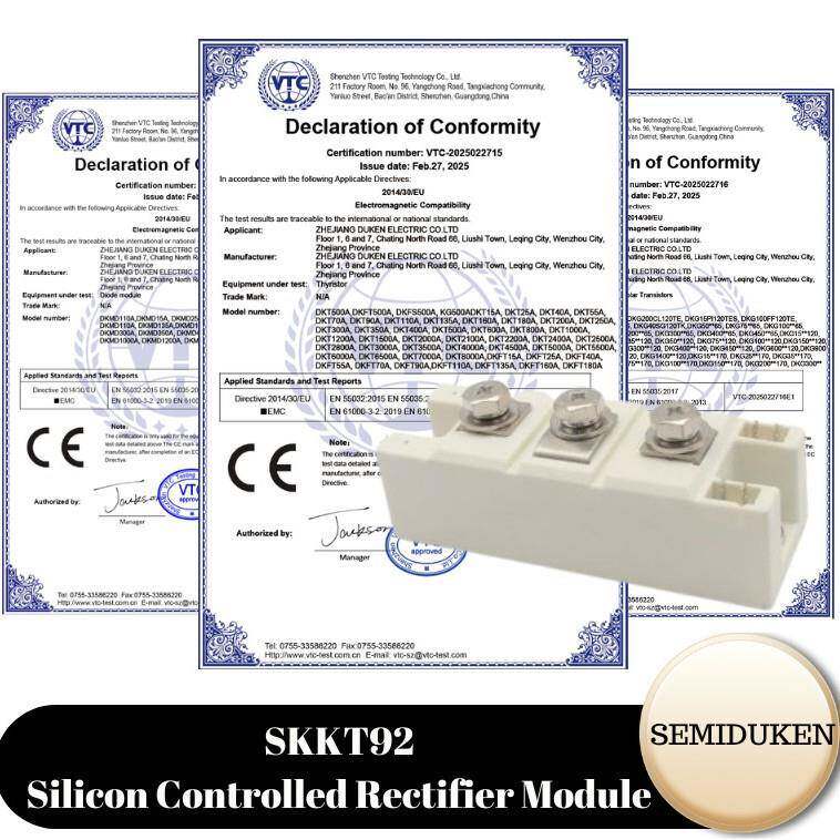 厂家供应 SKKT92 晶闸管模块 92A 可控硅模块 电焊机/电源适用