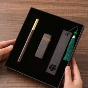 实木中式毕业礼物纪念印章老师木质中国风文创书法书签笔套装