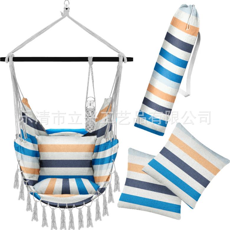 庭院吊床亚马逊流苏秋千吊椅拆装铁棍五金配件抱枕靠垫帆布吊篮椅