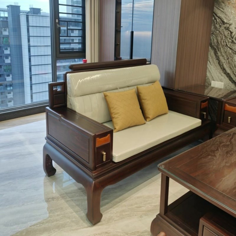 客厅2025新款实木沙发边几组合宋氏美学抱枕黑胡桃木高端家用现代