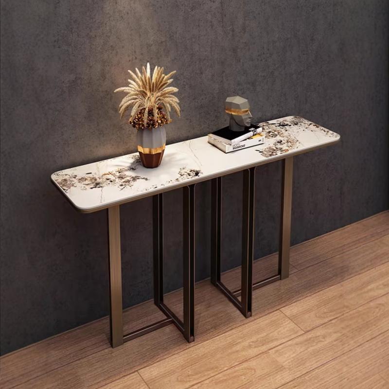 轻奢不锈钢玄关桌子售楼部客厅玄关台走廊入户条案沙发背几装饰柜