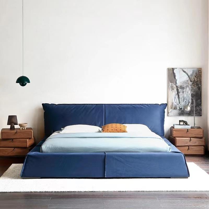 床现代简约意式baxter巴黎床轻奢床主卧科技布床真皮床双人布艺床