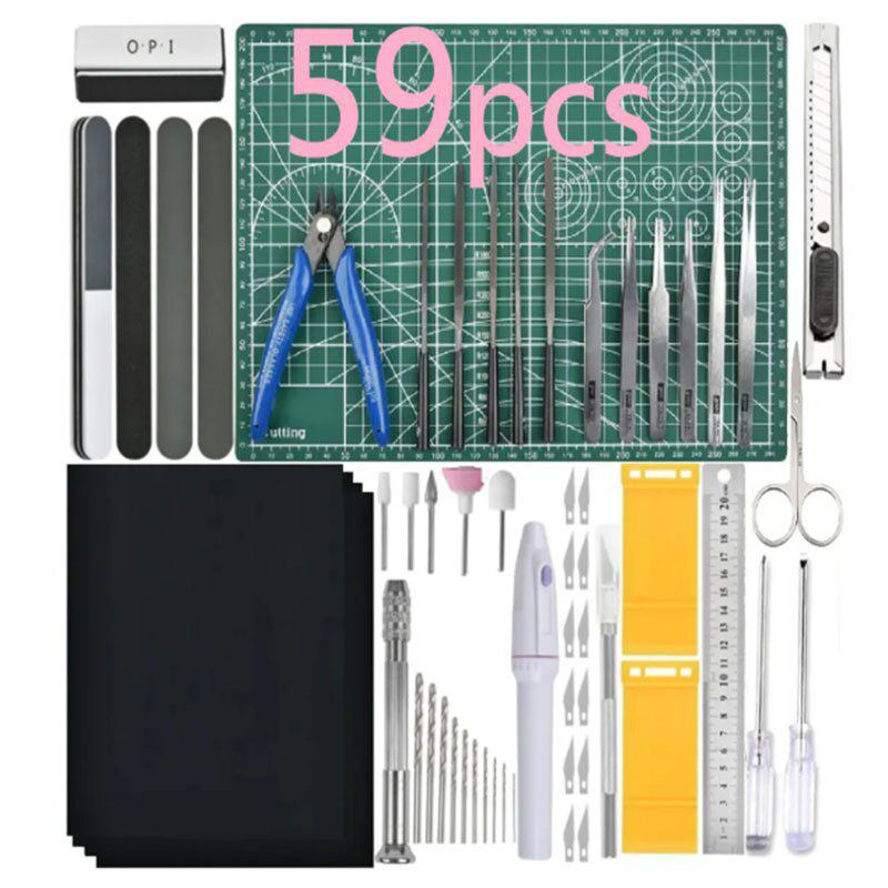 跨境货源59件模型工具套装高达模型航模维修搭建工具包组合