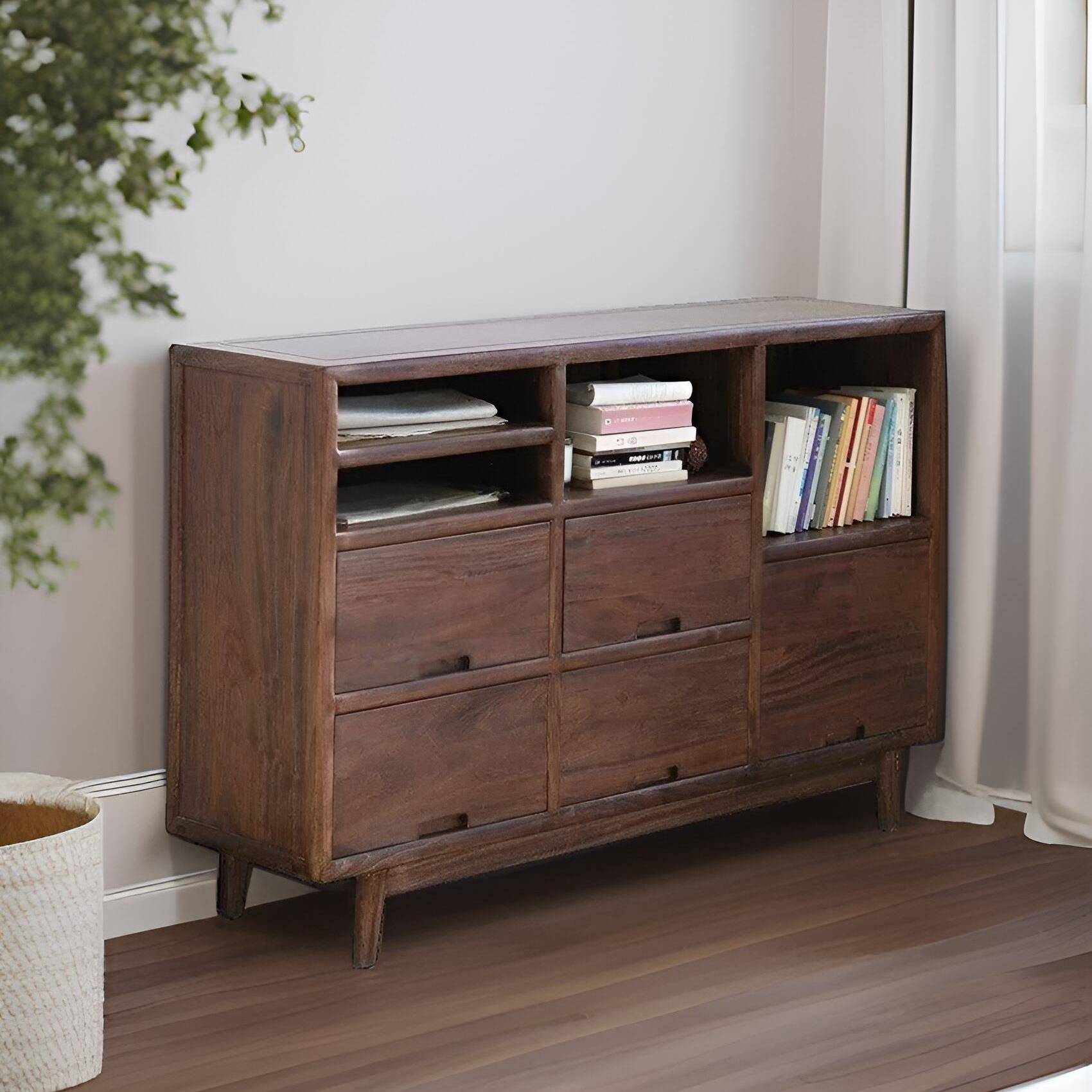 家用卧室柜子实木储物柜边柜香樟木家具书柜矮柜防虫收纳斗柜