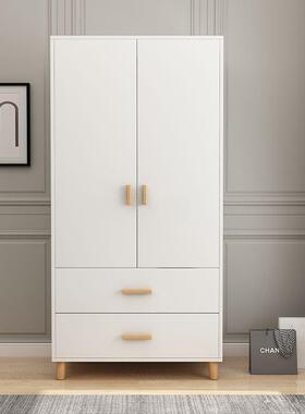 卧室衣柜简约白色衣柜衣橱出租房宝宝出租屋衣柜置物收纳柜双开门