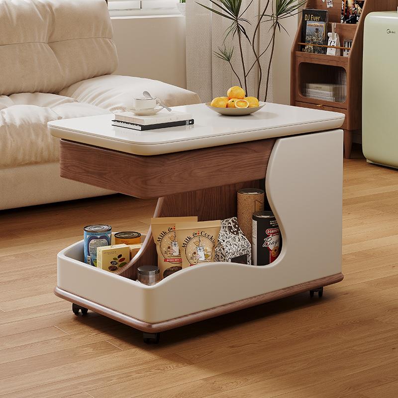 可移动沙发边几带轮推车茶几小户型客厅多功能茶桌升降岩板小推车