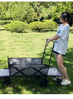 双开露营车可折叠户外野餐营地手推车野外拉车便携式野营拉杆