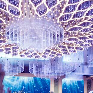 天亨梦幻蓝色花海浪漫婚礼宴会厅吊顶灯具可编程灯带婚宴厅氛围灯