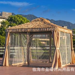 户外凉亭铝合金茅草棚庭院农家乐别墅庭院家用稻草房遮阳遮雨棚景