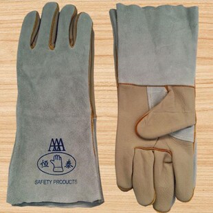 恒泰电焊手套防火线劳保防护舒适防烫耐磨隔热耐高温优质牛皮加长