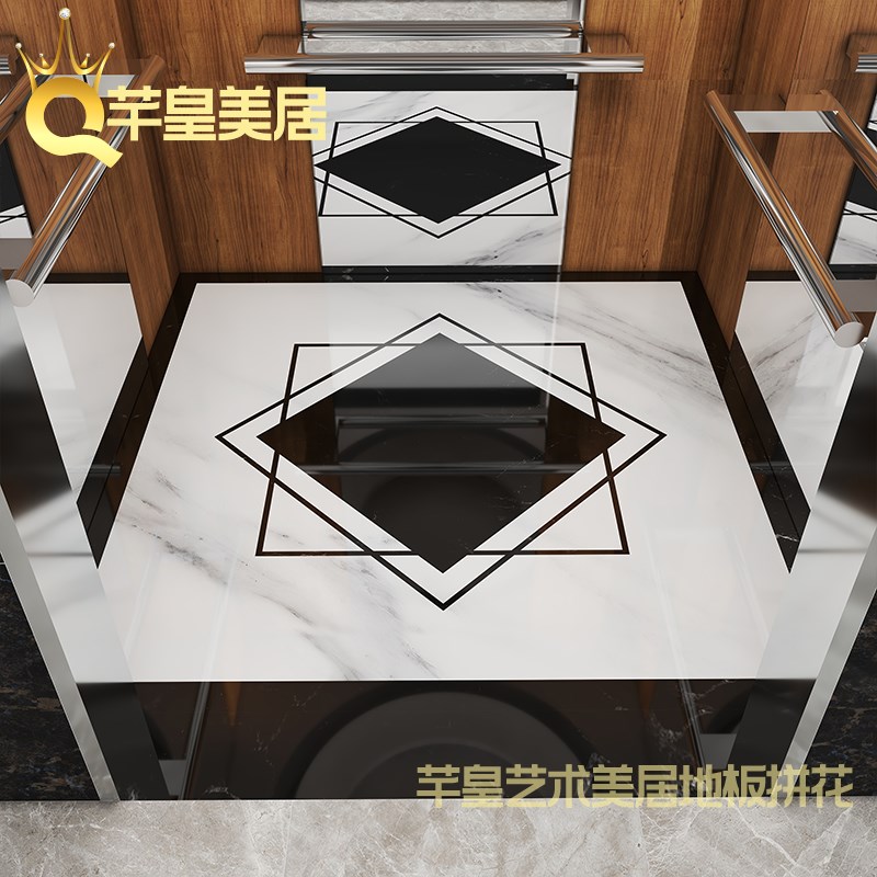 定制电梯轿厢瓷砖仿水刀拼花地砖小区观光商业电梯拼图造型地板砖